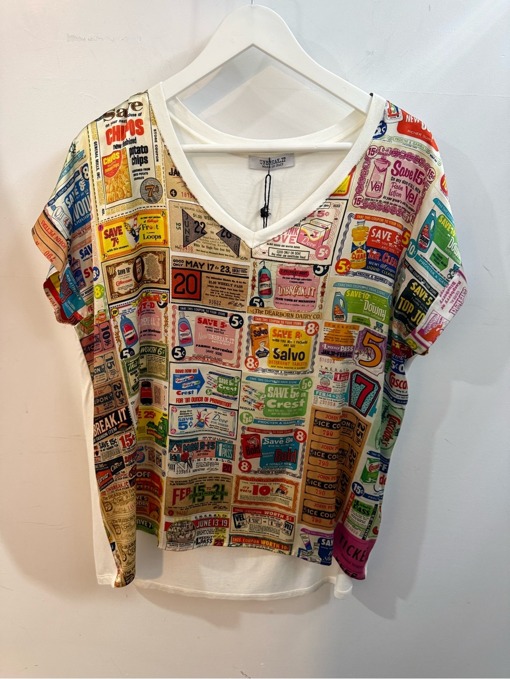 UNBREAK.IT Kivi - V-neck Short Sleeve Printed Silk Tee